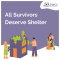 All Survivors Deserve Shelter, illustration of people hugging and building a home out of puzzle pieces EAPost