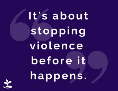 graphic of the quote: it is about stopping violence before it happens