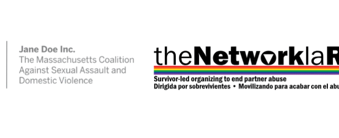 Logos of BARCC, Jane Doe Inc., The Network/La Red, and Health Imperatives—organizations offering rape crisis center services—are displayed in a row on a white background, highlighting where to get help.