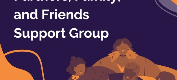 Illustration of diverse people in a supportive group circle with the text "Join BARCC's Partners, Family, and Friends Support Group." Get help at Boston's leading rape crisis center today.